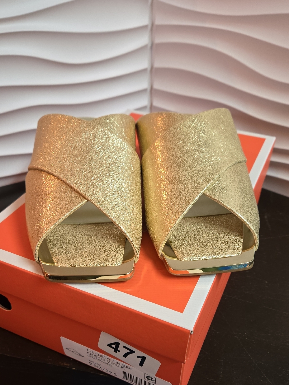 Katy Perry Collections The Checked In Slide Crushed Metallic Champagne - 9.5